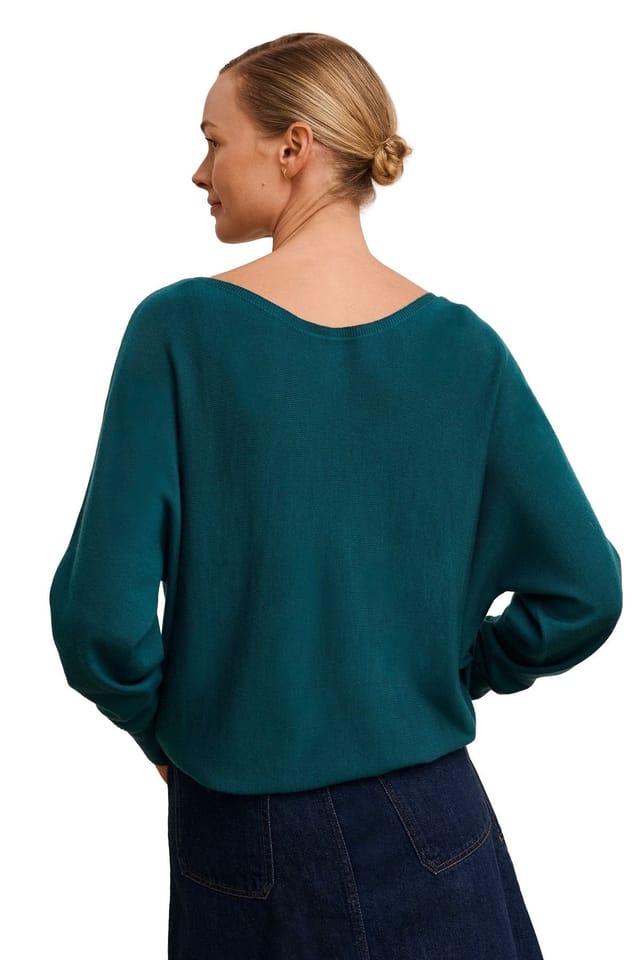 Celtic & Co Celtic & Co Women's Fine Knit Merino Relaxed Sweater in Teal - 3