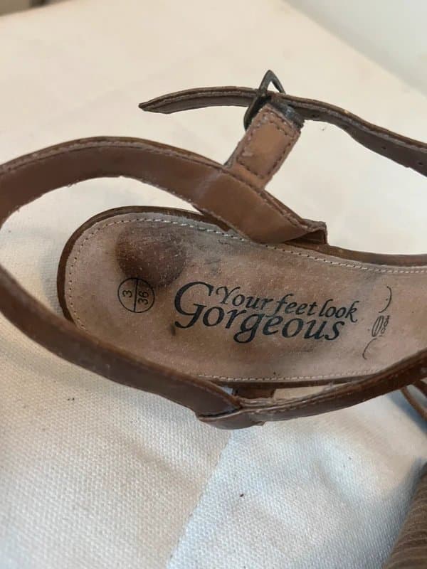 New Look Brown leather look heeled sandals