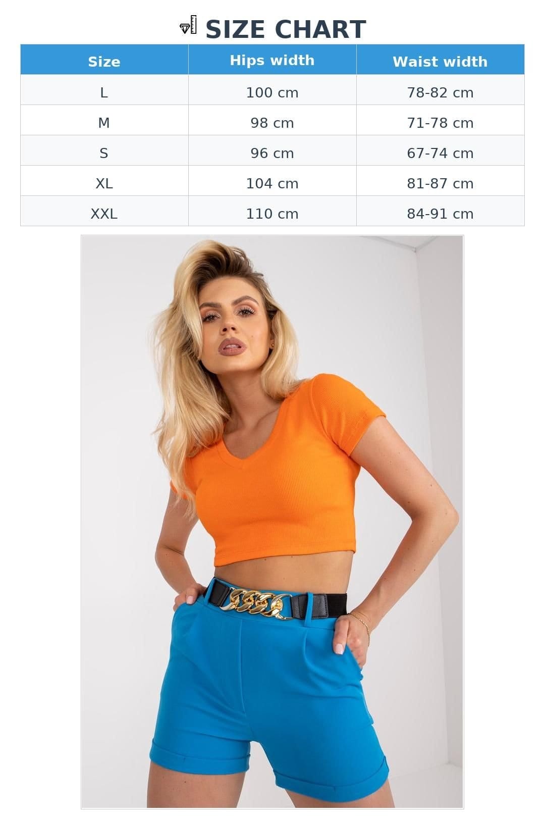 Love Lace Love Lace Women's Elastic Waist Shorts with Decorative Belt Style 166158 in Blue - 4