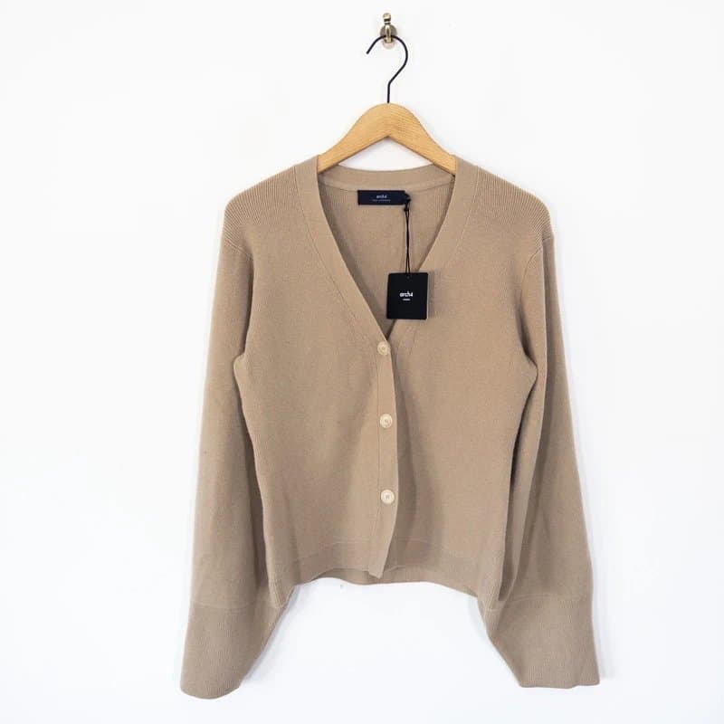 arch4 Arch4 Hyacinth Ribbed Cashmere Cardigan Size S NEW Fawn Beige Brown RRP £635