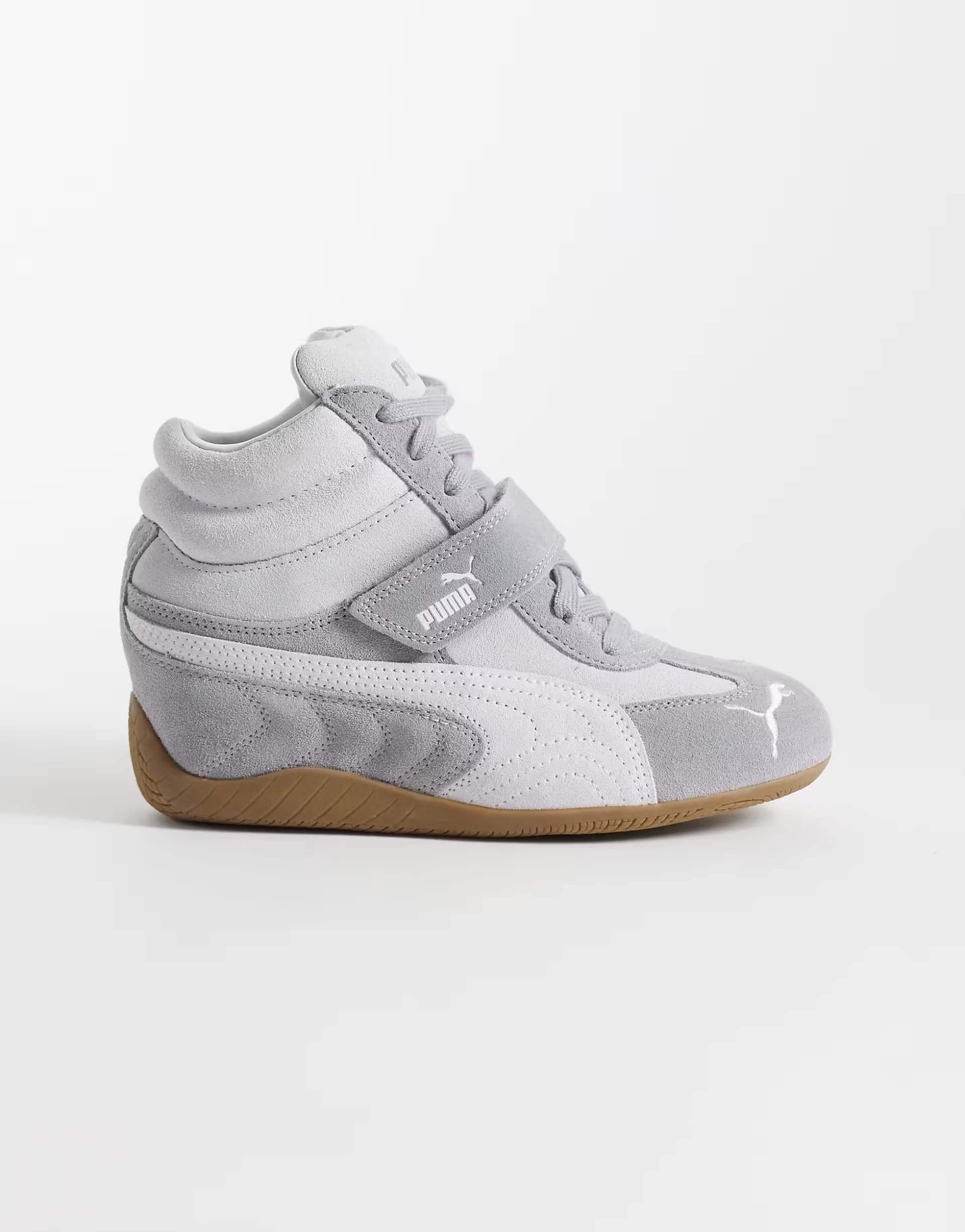 ASOS Puma Speedcat wedge trainers in grey and white suede