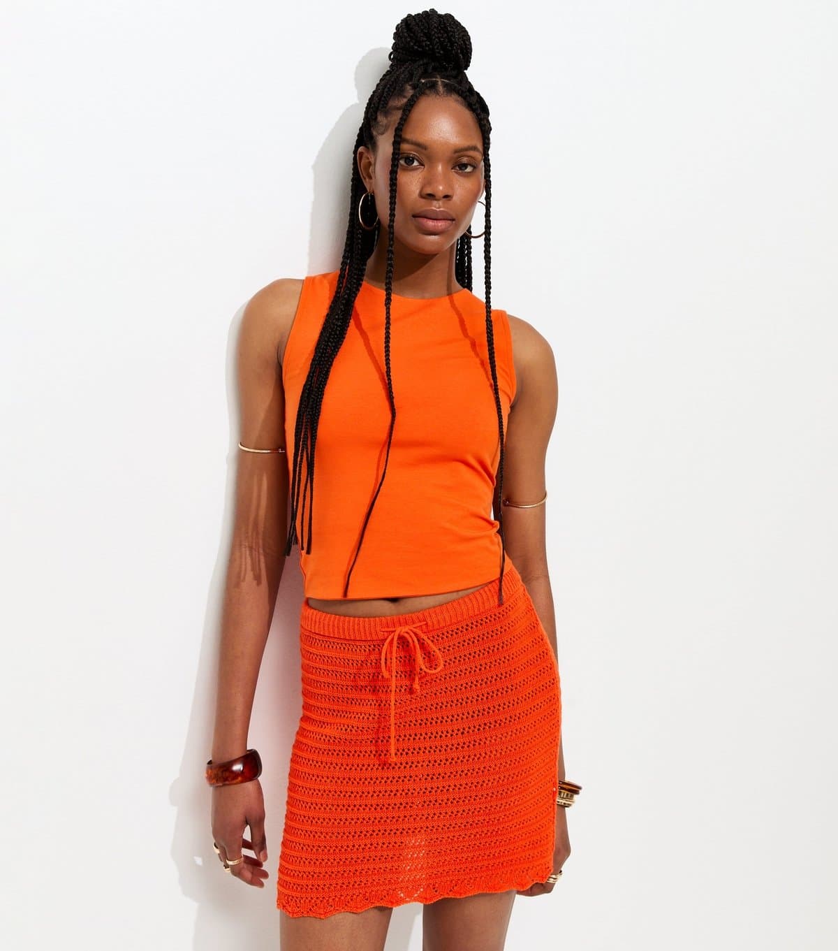 New Look Women's Bright Orange Tank Top New Look