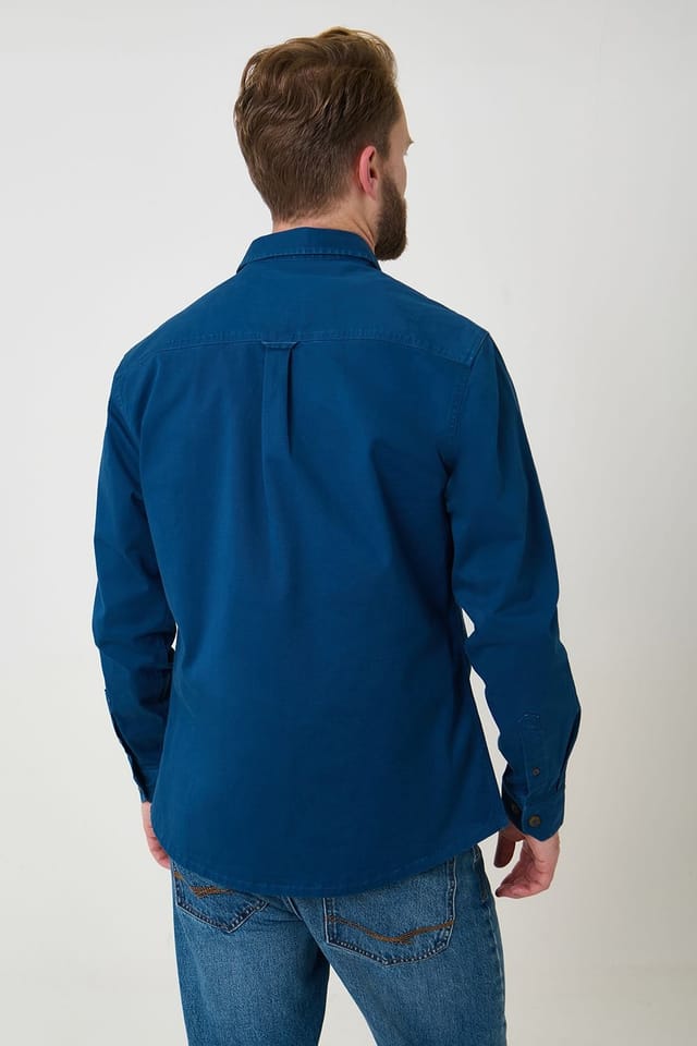 Saltwell Saltwell Men's Linen Cotton Blend Long Sleeve Shirt in Indigo - 2