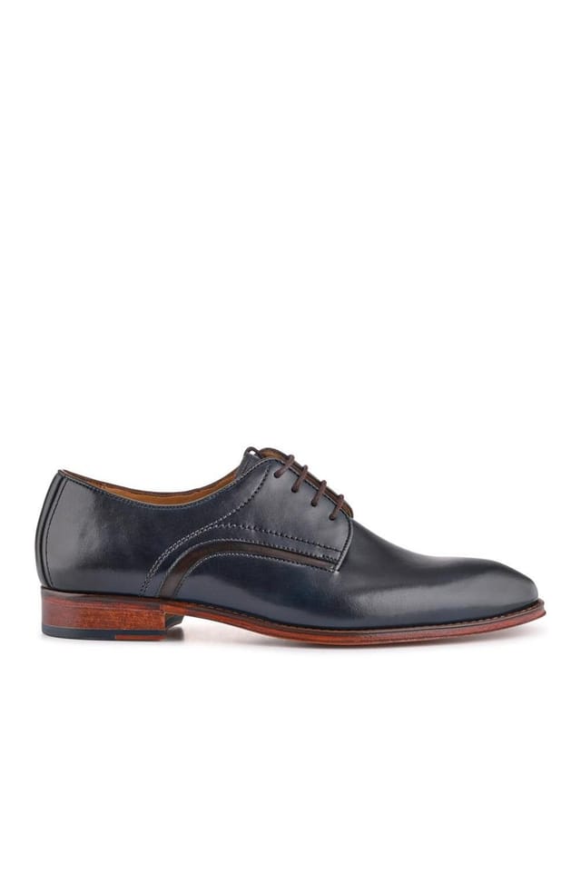 Jones Bootmaker Jones Bootmaker Men's Jammer Smart Leather Lace-Up Shoes in Navy - 2