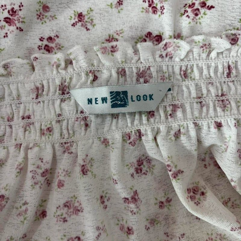 New Look Y2K floral mesh embellished off the shoulder milkmaid top
