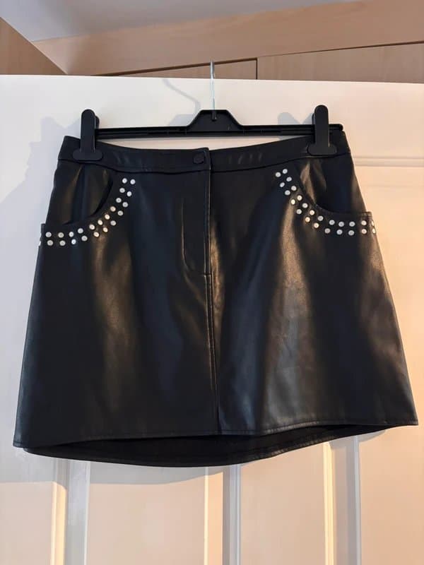 ASOS Black leather studded mini skirt