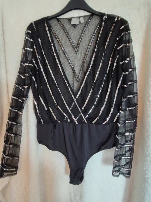 ASOS Asos black n silver blouse bodysuit
