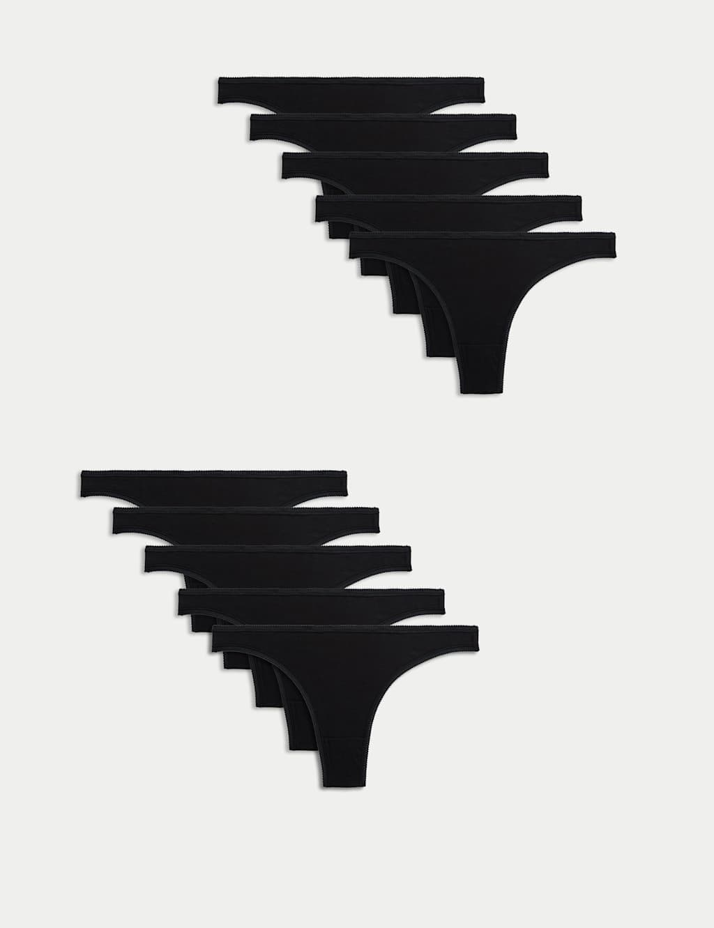 Marks & Spencer M&S 10pk Cotton Lycra Thongs Black