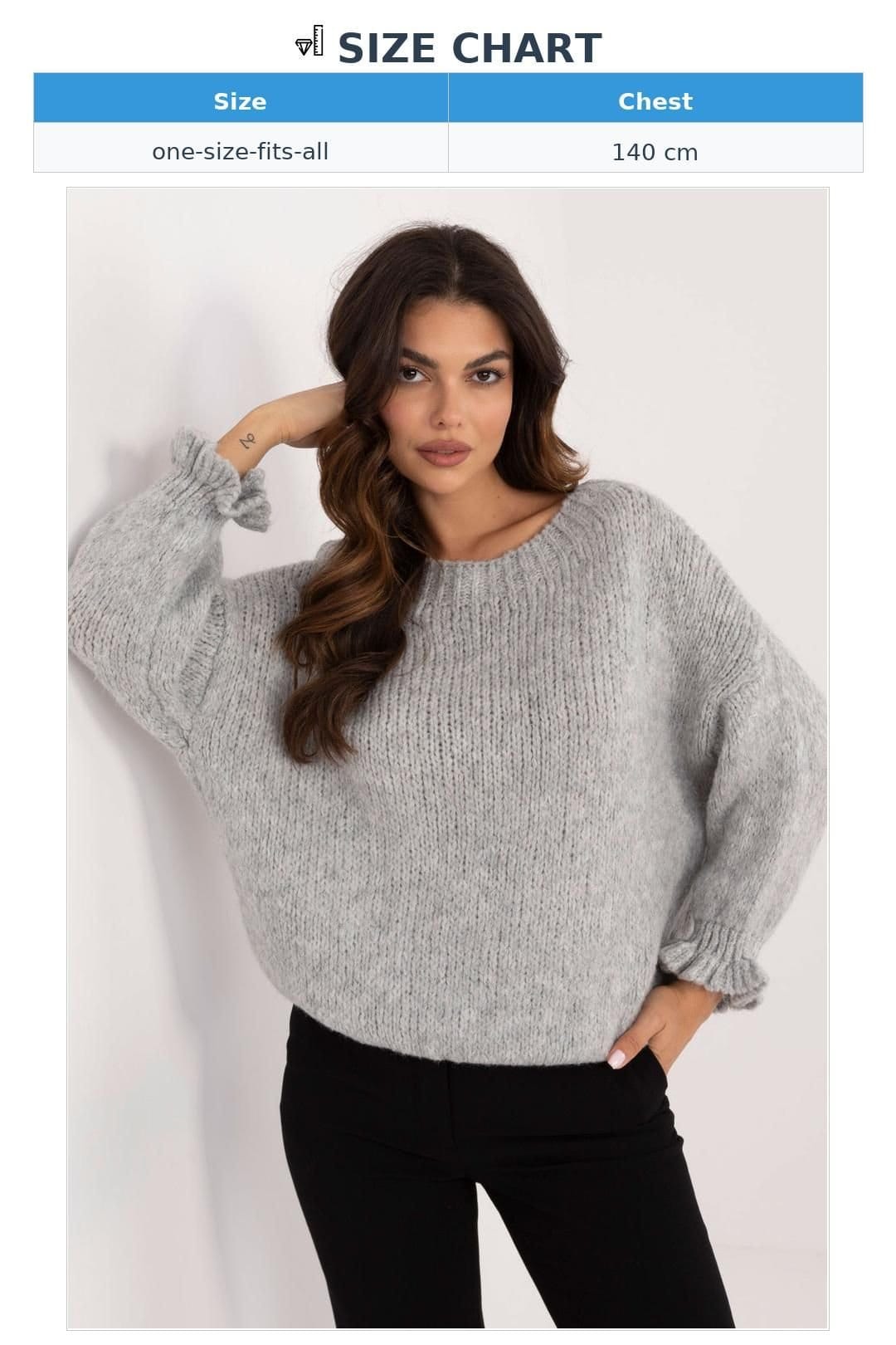 Love Lace Love Lace Women's Casual Ruffle Sleeve Wool Blend Sweater Style 201301 in Grey - 4