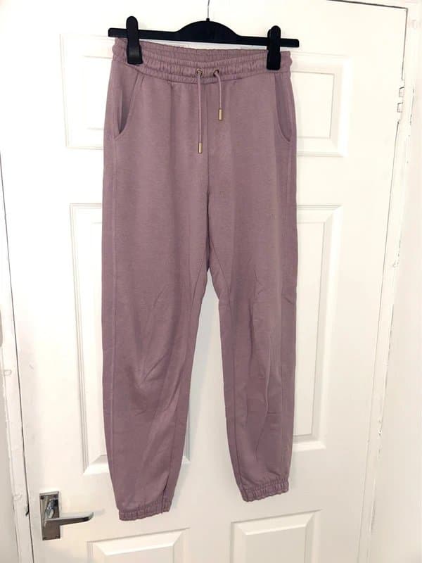 George Asda George lilac rose jogging bottoms tracksuit trousers cuffed ankle pockets size 8 - 10