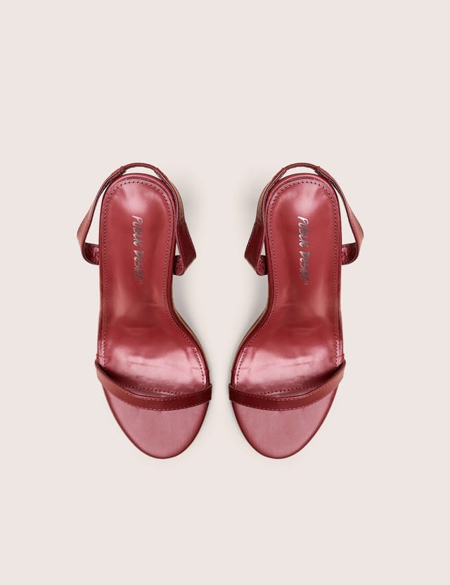 Public Desire Barely Wide Fit Burgundy Pu Round Toe Slingback Stiletto Heels - 2