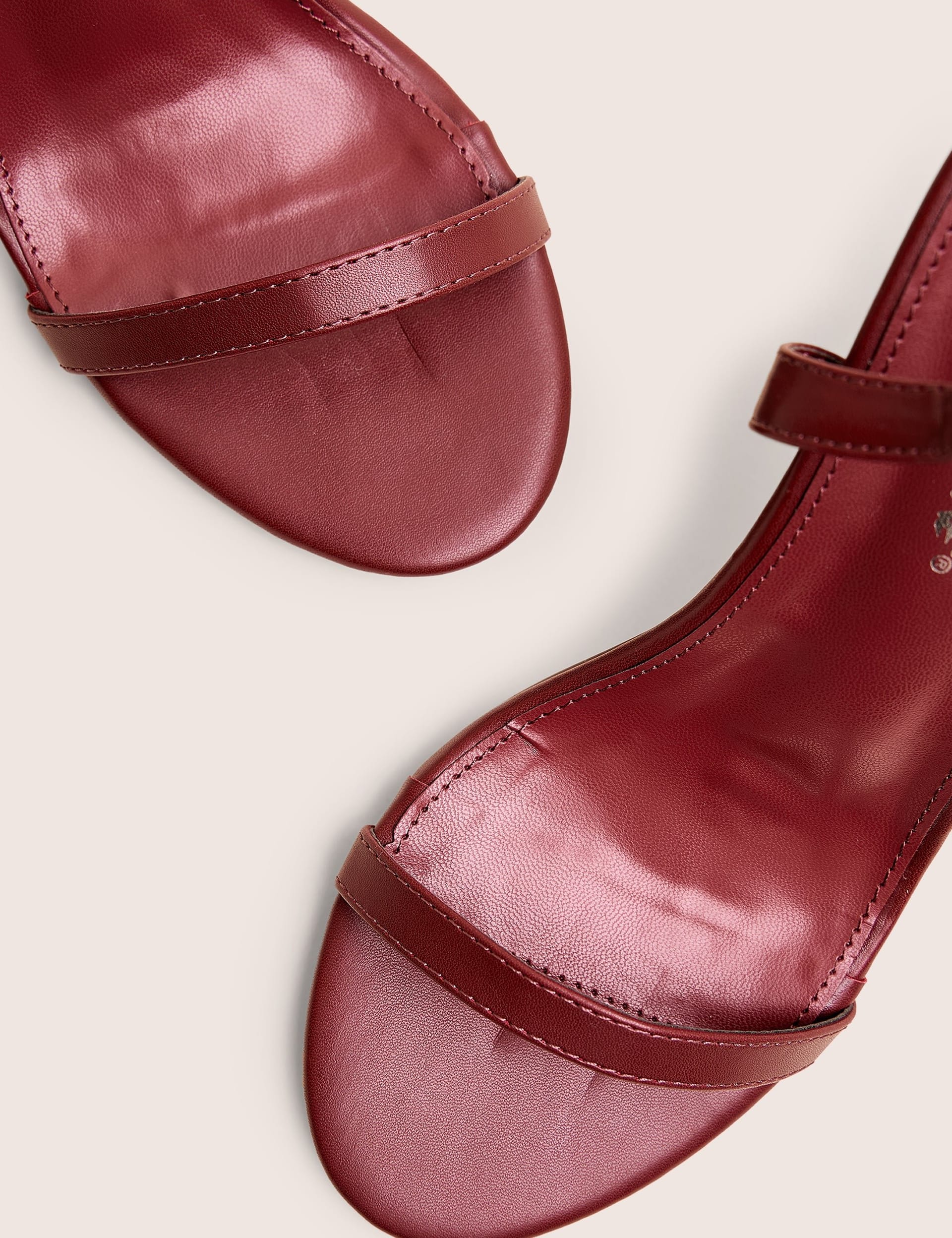 Public Desire Barely Wide Fit Burgundy Pu Round Toe Slingback Stiletto Heels - 4
