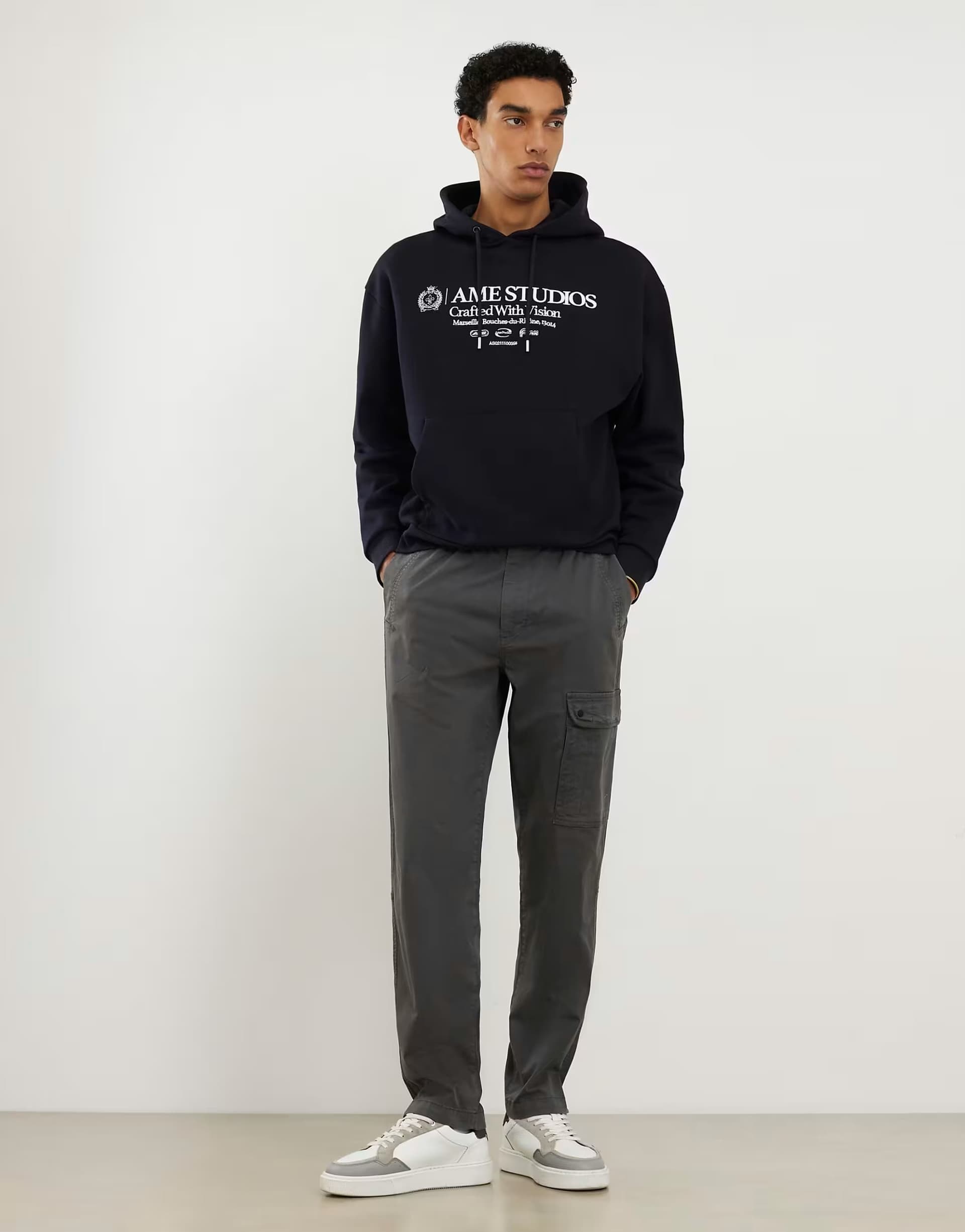 ASOS River Island Regular fit stretch cargo trousers in grey