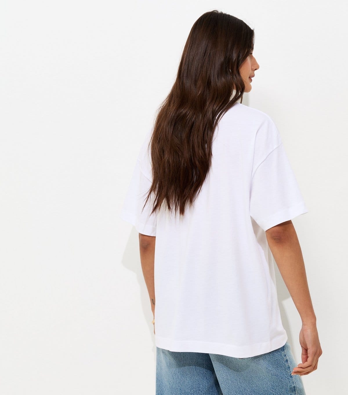 New Look Women's White Cotton Palm Tree Print Oversized T-Shirt New Look - 4