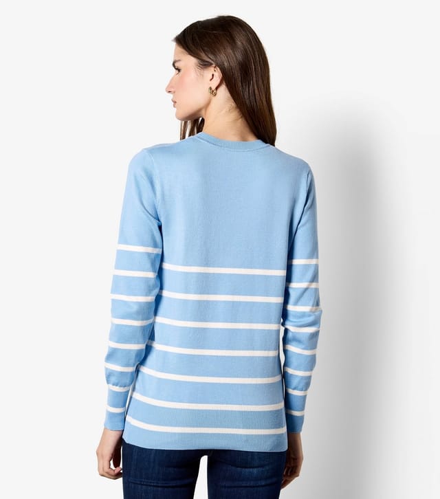 Apricot Women's Blue Striped Heart Embroidered Jumper Apricot New Look - 3