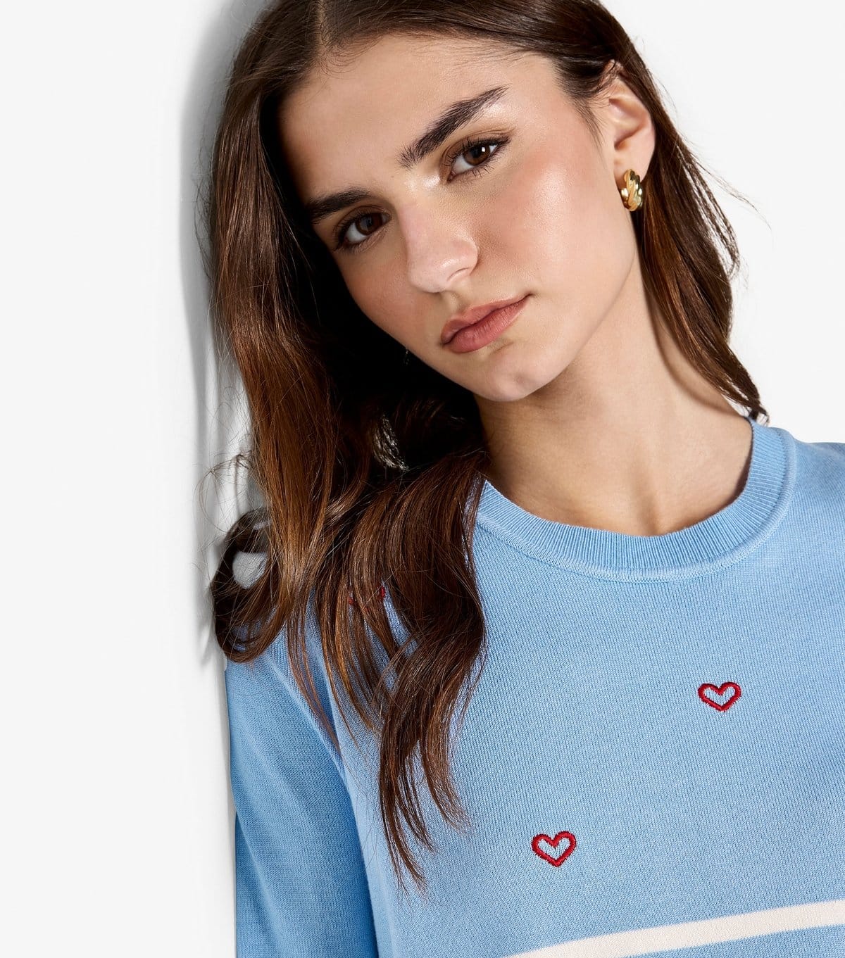 Apricot Women's Blue Striped Heart Embroidered Jumper Apricot New Look - 4