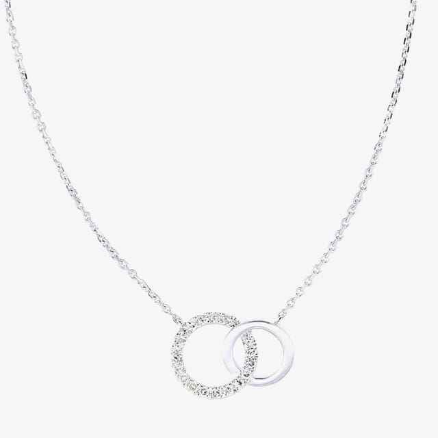 T.H.Baker T.H.Baker Women's 9ct White Gold Diamond Link Circle Pendant Necklace PNE20029W in Silver - 2
