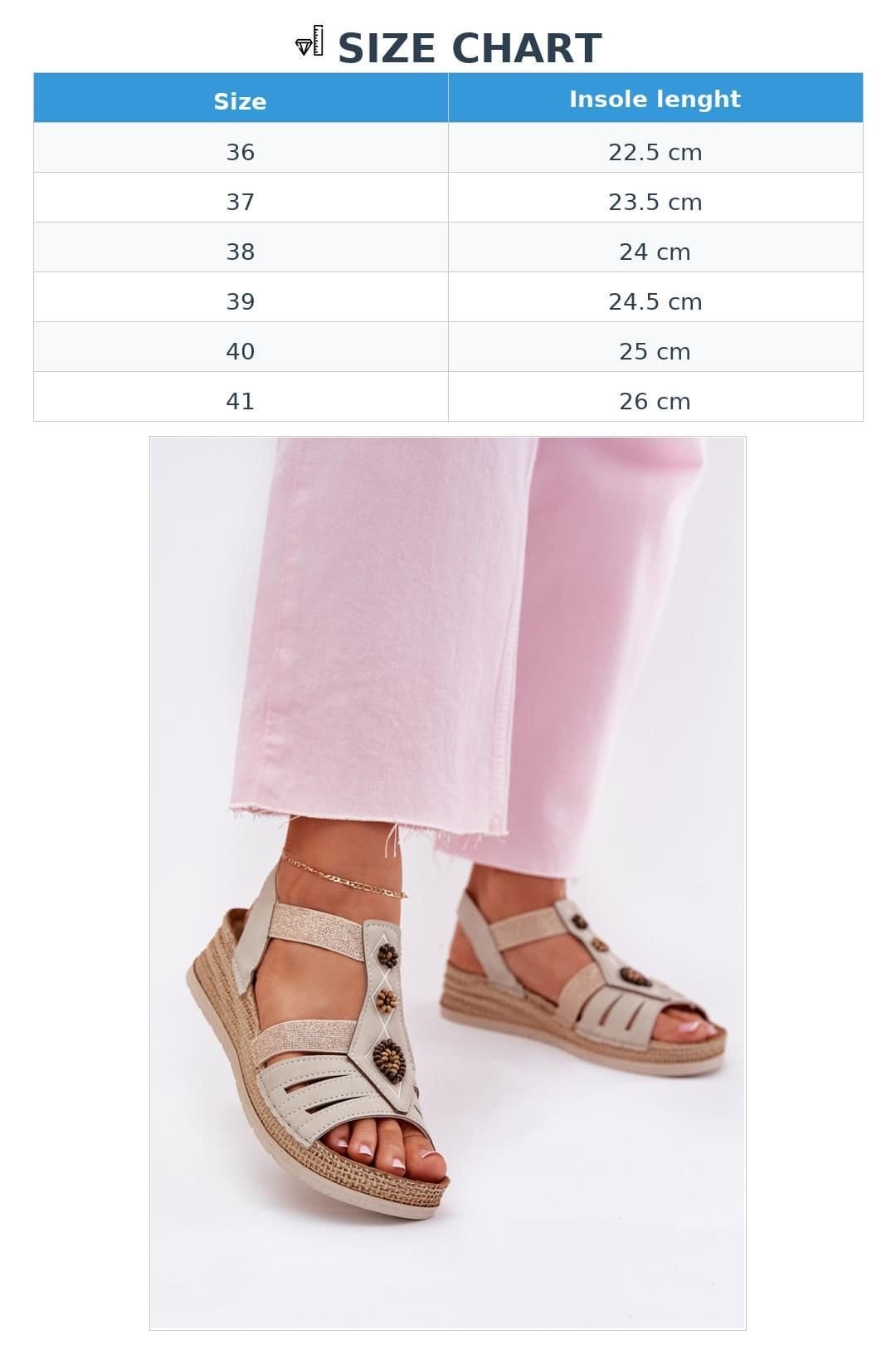 Love Lace Love Lace Women's INBLU Anatomical Wedge Sandal with Delicate Decor in Beige - 4