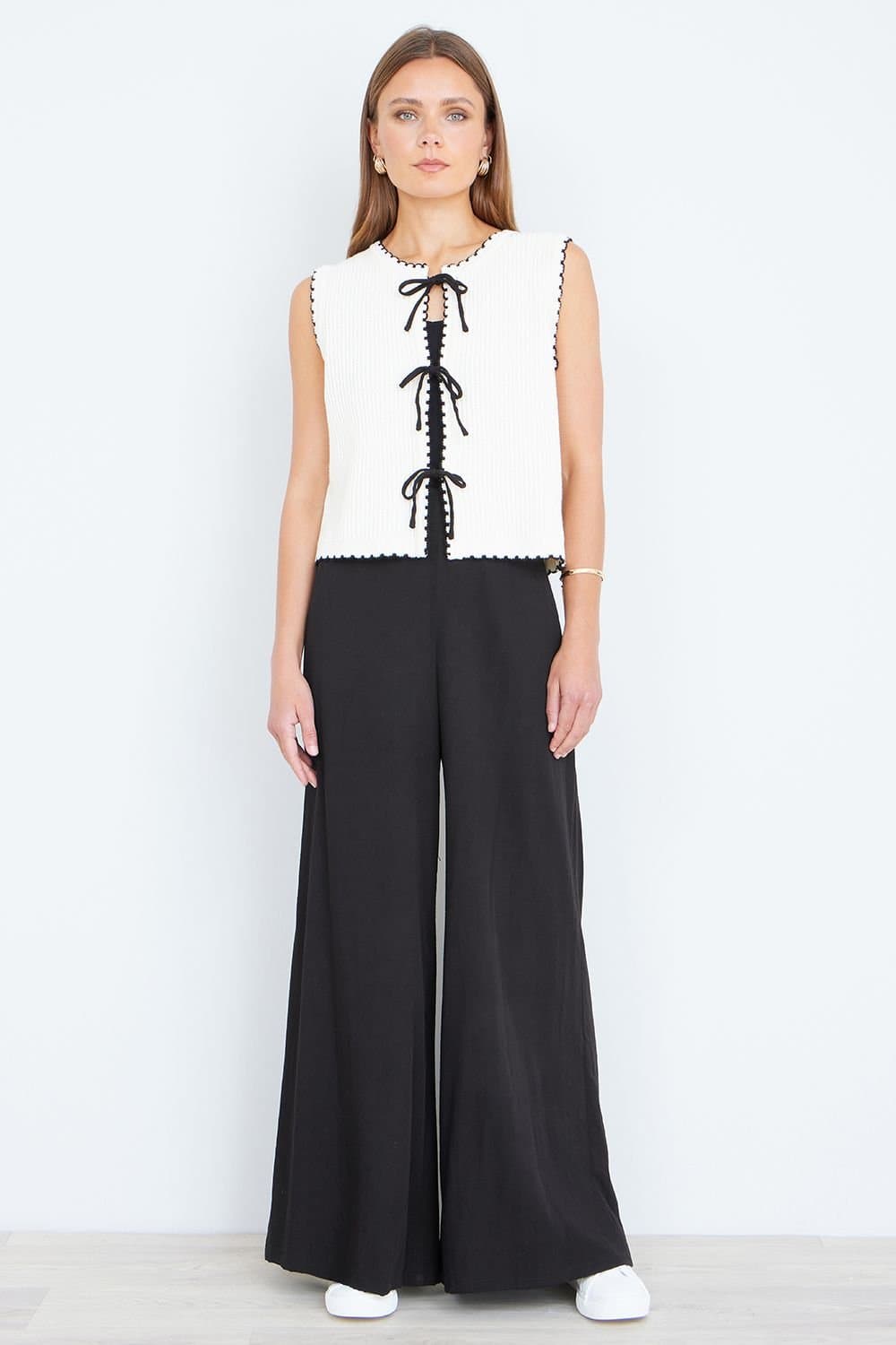 Yumi Yumi Women's Black Wide Leg Palazzo Trousers