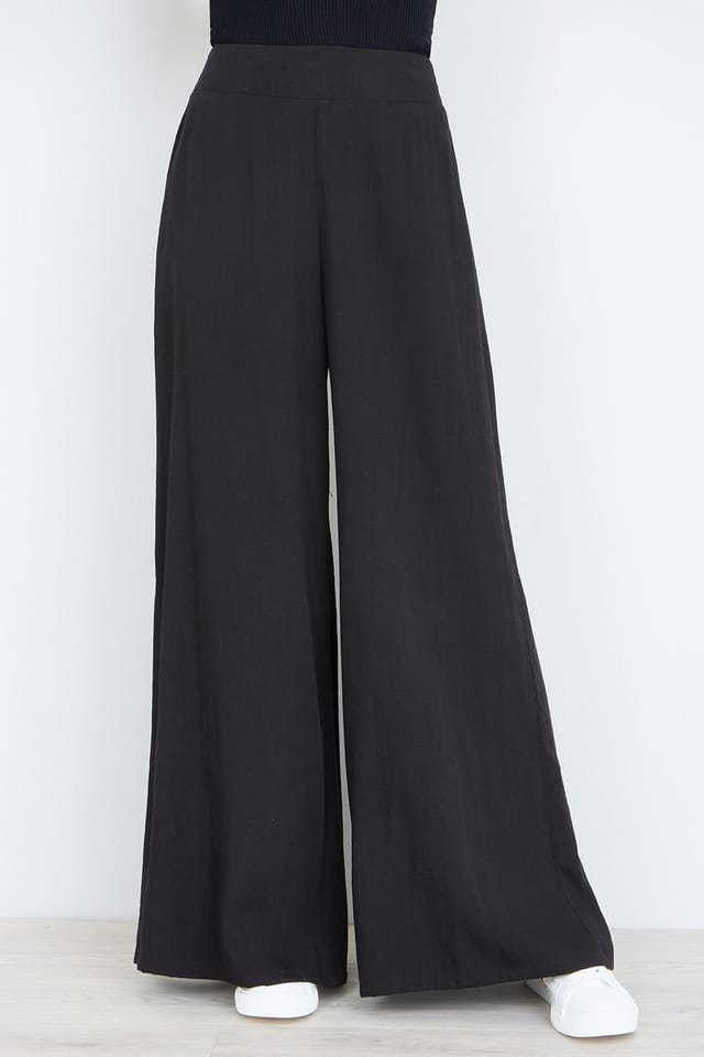 Yumi Yumi Women's Black Wide Leg Palazzo Trousers - 2