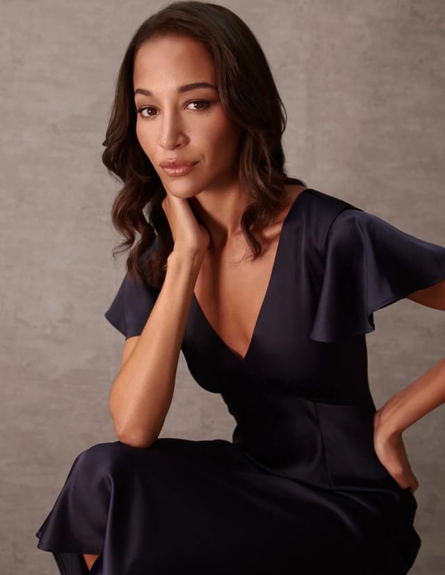 Blue Vanilla Luxe Angel Sleeve Midi Dress - 3