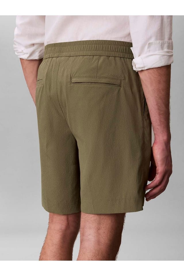 Calvin Klein Calvin Klein Men's Straight Seersucker Elastic 7" Shorts Khaki - 3