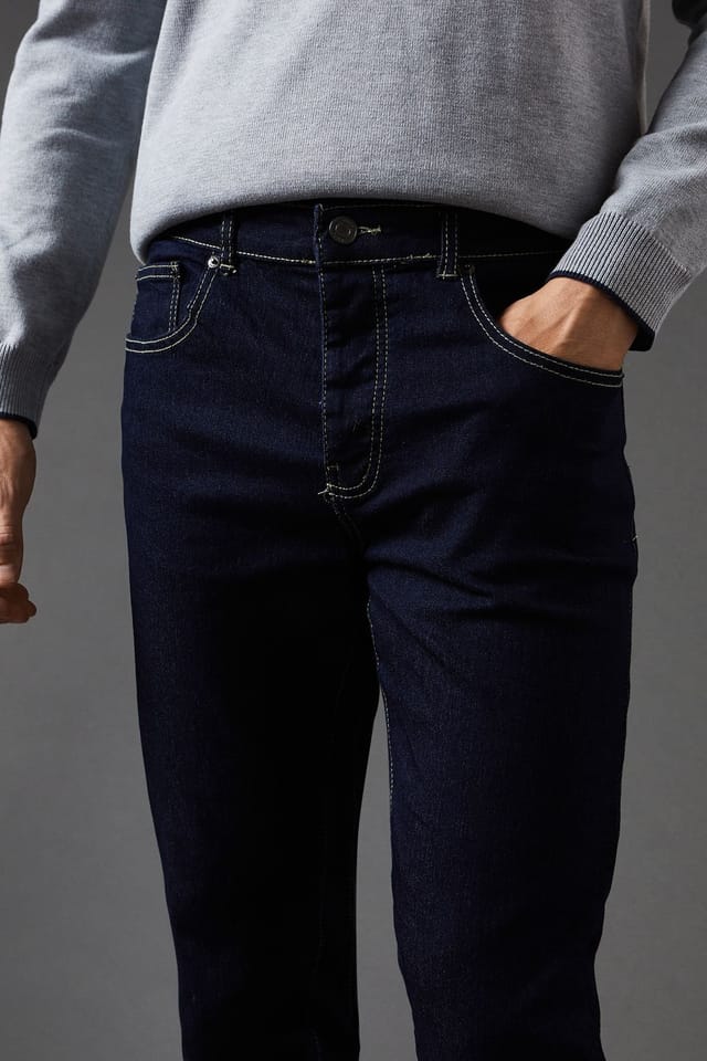 Burton Burton Men's Rinse Skinny Fit Jeans in Dark Blue - 2