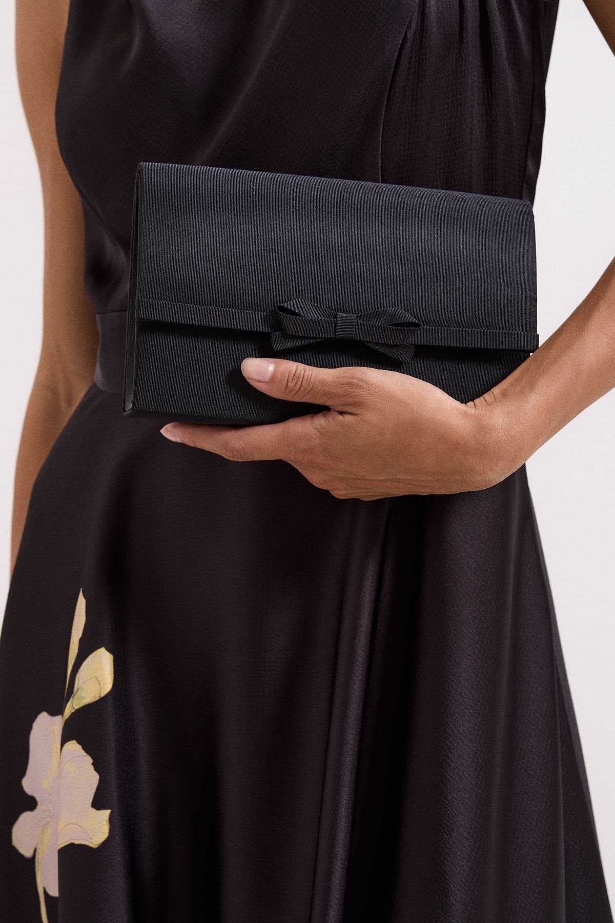 Phase Eight Phase Eight Black Grosgrain Bow Clutch Bag