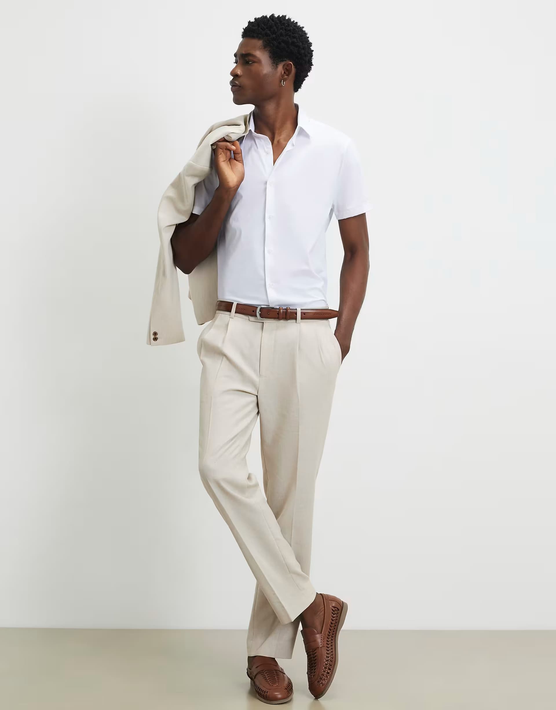 ASOS River Island Muscle fit short sleeve shirt in white