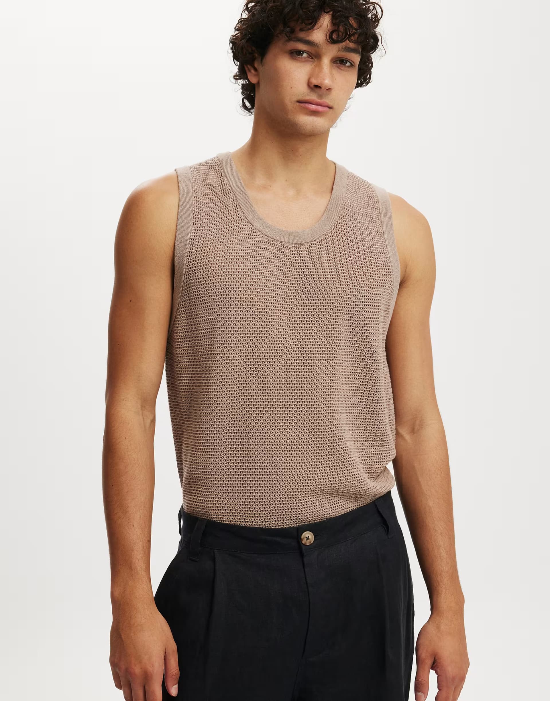 ASOS ASOS Cotton Knit Tank in Brown