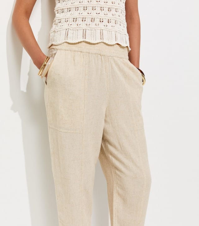 New Look Women's Stone With Linen Tapered Trousers New Look - 2