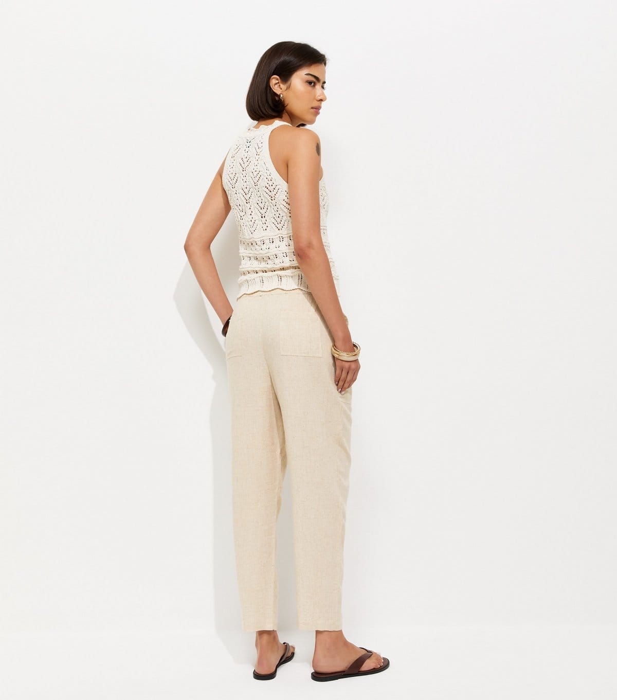 New Look Women's Stone With Linen Tapered Trousers New Look - 4
