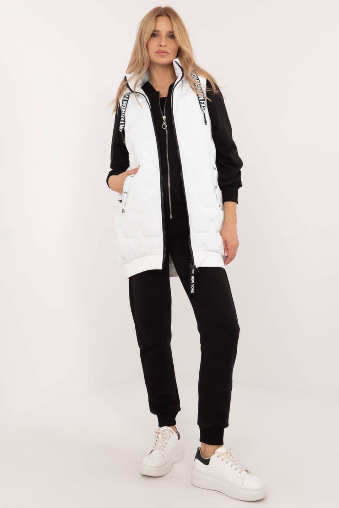 Love Lace Love Lace Women's Quilted Insulated Puffer Vest with Detachable Hood in White