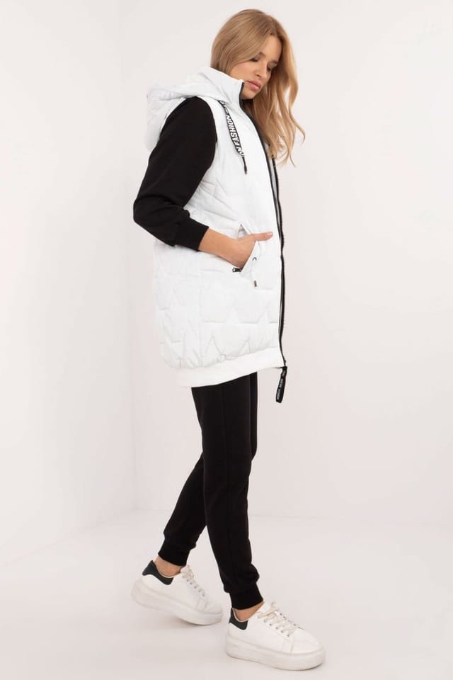 Love Lace Love Lace Women's Quilted Insulated Puffer Vest with Detachable Hood in White - 2