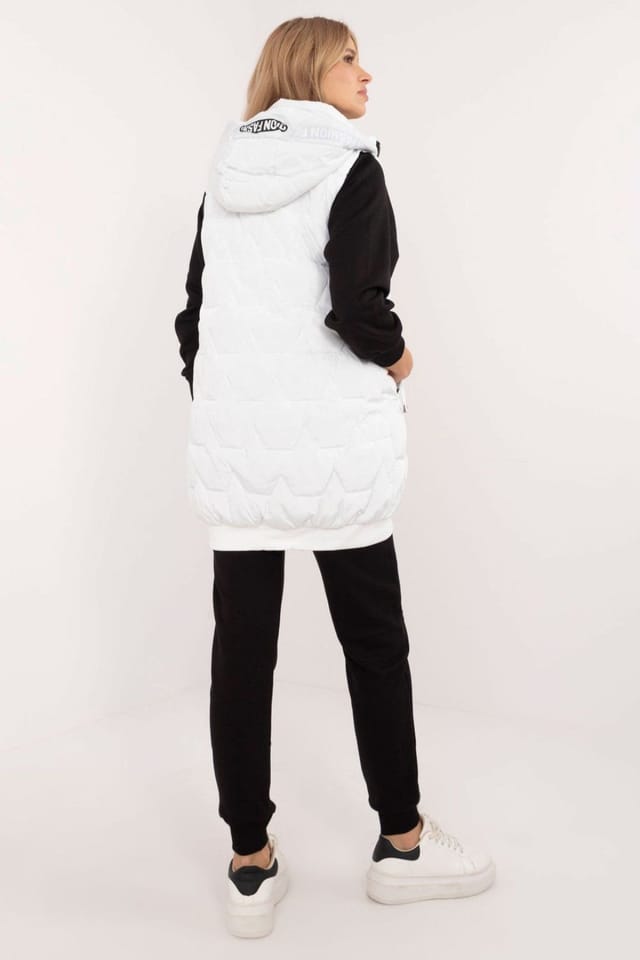 Love Lace Love Lace Women's Quilted Insulated Puffer Vest with Detachable Hood in White - 3