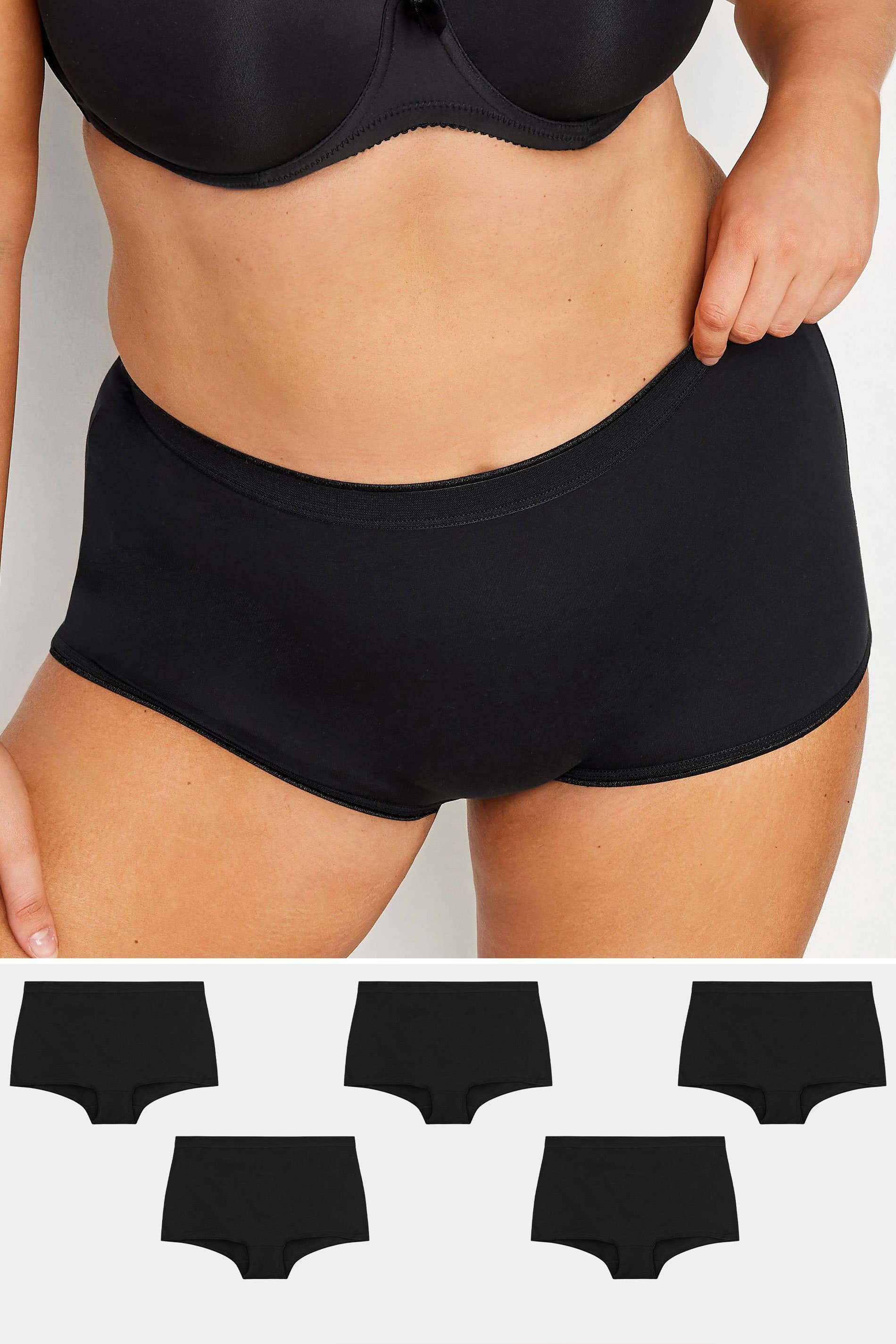 Yours 5 Pack Plus Size Black High Waisted Shorts