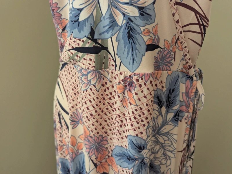 Bonmarché Bonmarche pastel blue pink floral faux wrap side tie maxi dress Size 12 - 1