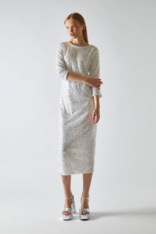 Shnoo Shnoo Women's A-Line Midaxi-Dress in Silver - 3