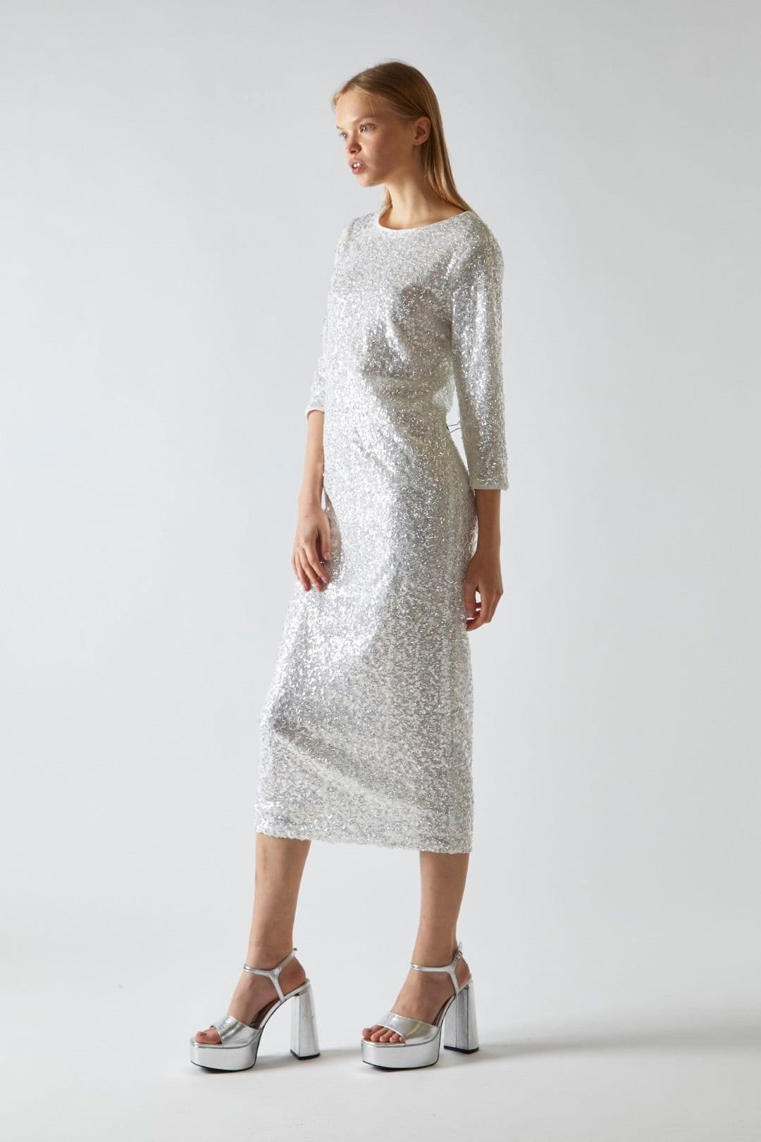 Shnoo Shnoo Women's A-Line Midaxi-Dress in Silver - 4