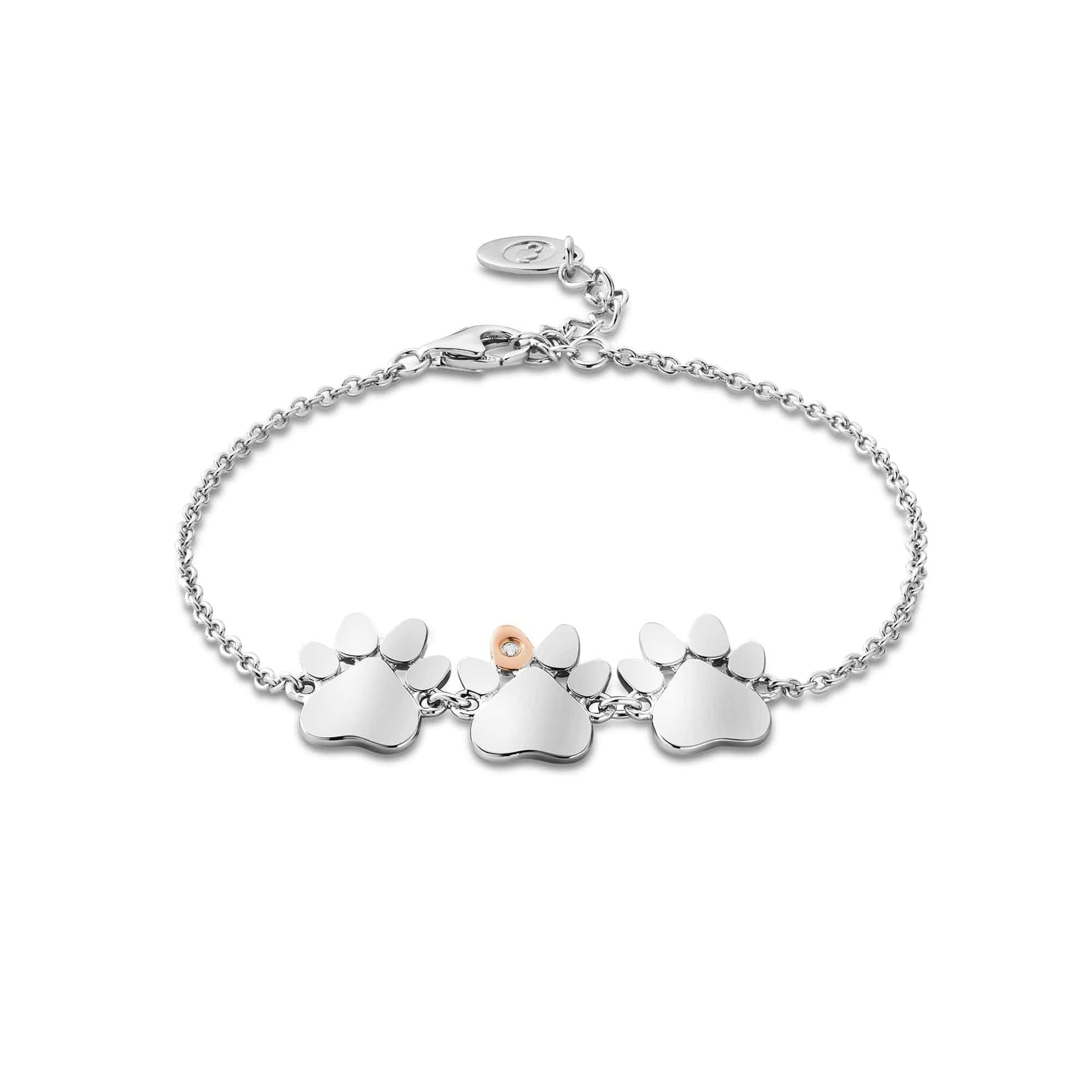 Clogau Clogau Women's Paw Prints Sterling Silver Triple-Paw Bracelet with Topaz in Metallics