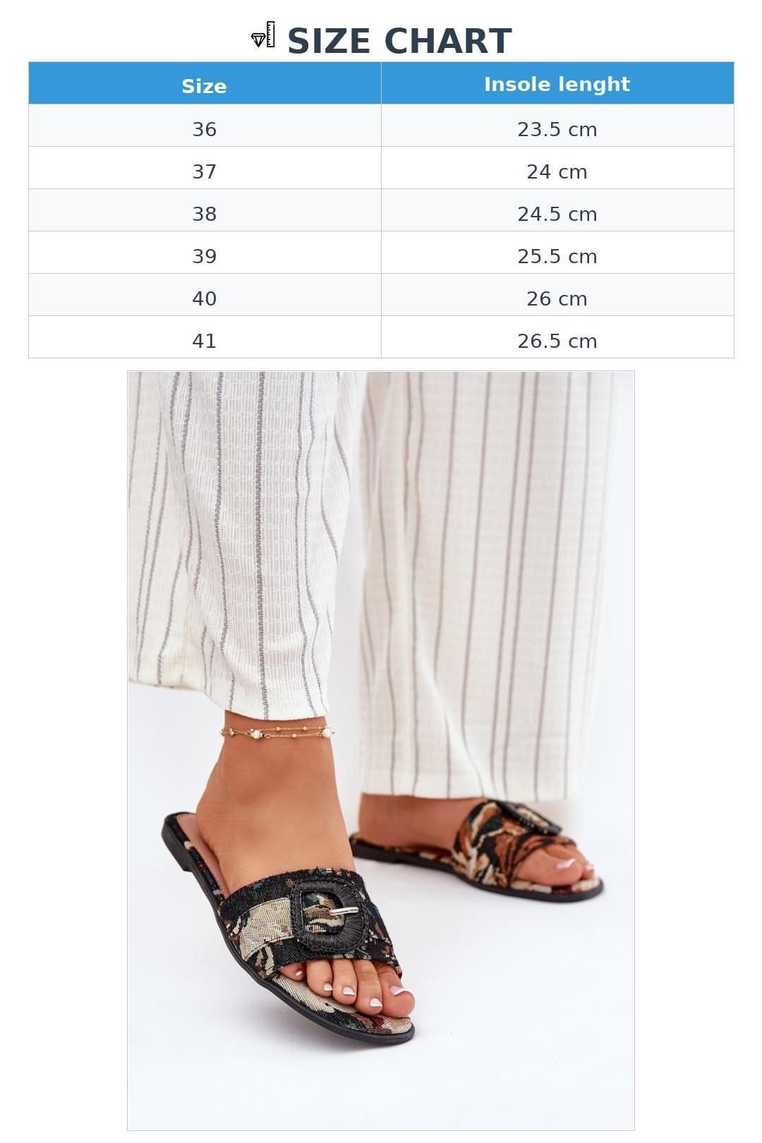 Love Lace Love Lace Women's Textile Flat Heeled Sandals with Decorative Buckle Slip On in Black - 4