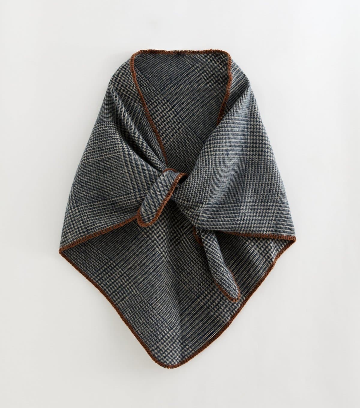 New Look Blue Houndstooth Checked Oversized Triangle Shawl New Look