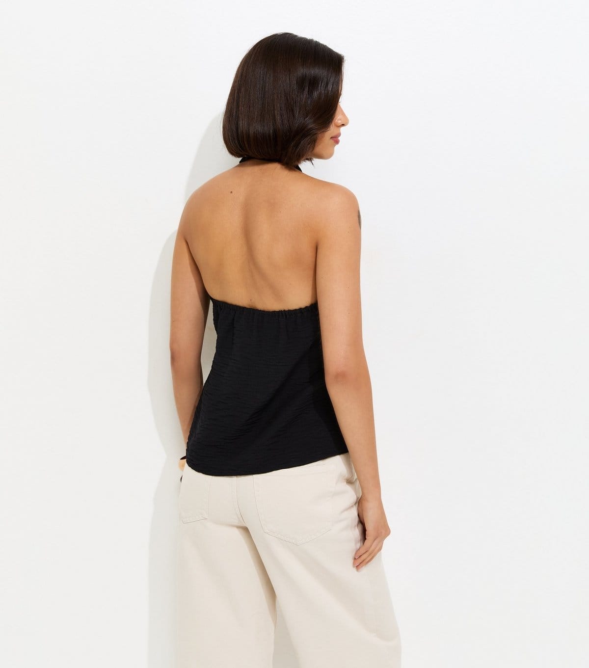 New Look Women's Black Button Front Halter Neck Top New Look - 4