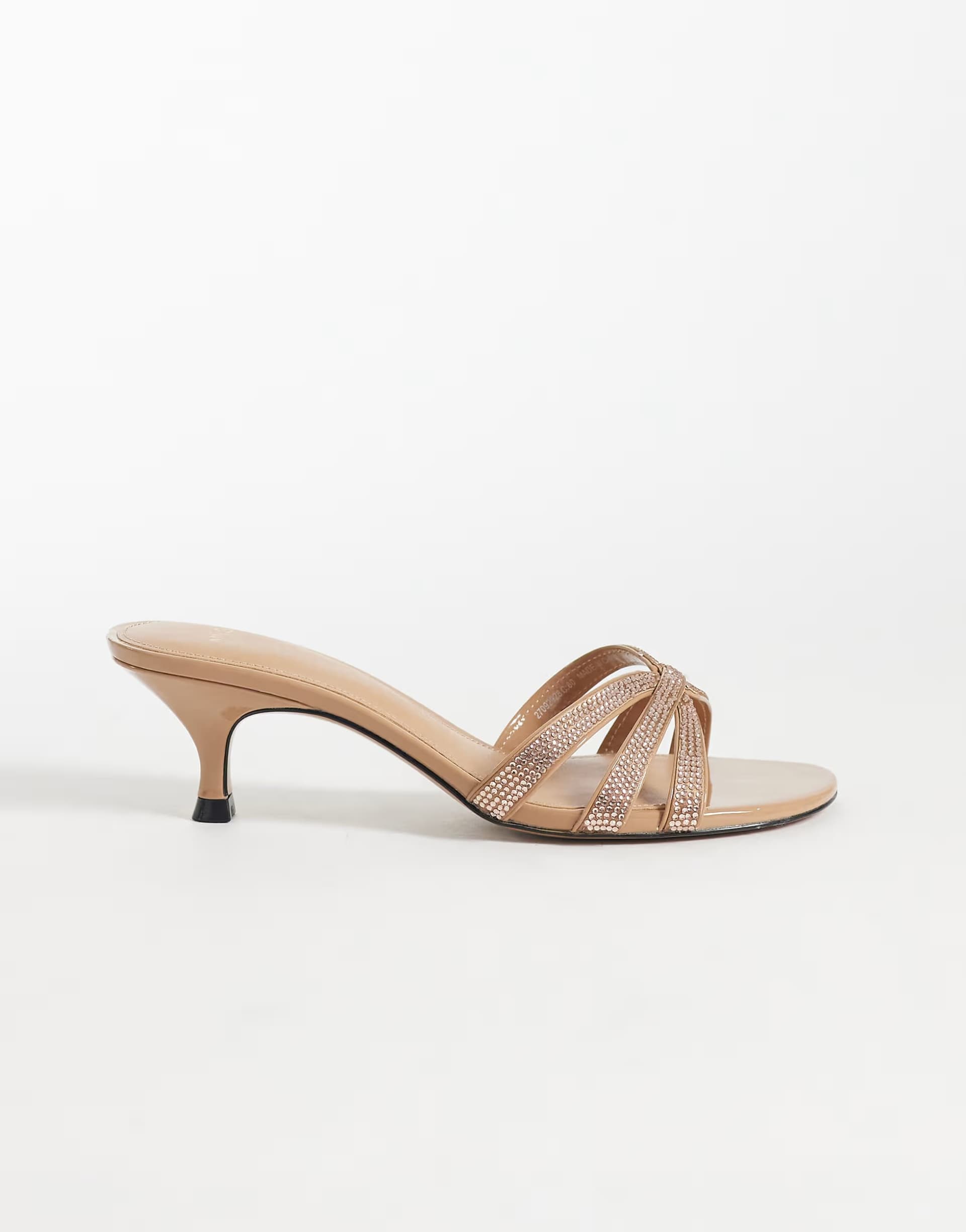 ASOS Mango embellished kitten heel in neutral