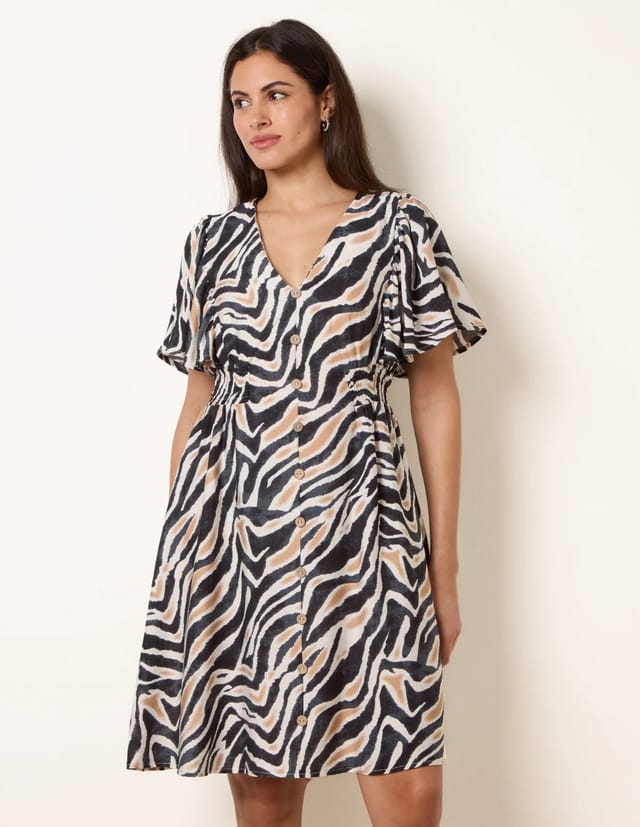 Blue Vanilla Coconut Button Shirred Waist Dress - 2