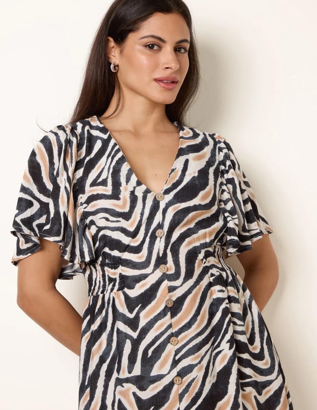 Blue Vanilla Coconut Button Shirred Waist Dress - 3