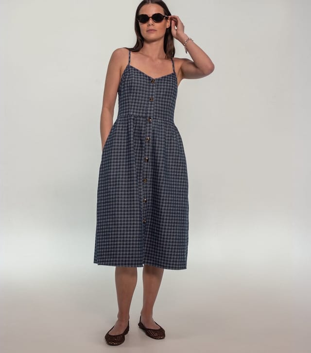 Sunshine Soul Women's Blue Cotton Rich Gingham Strappy Midi Dress Sunshine Soul New Look - 2