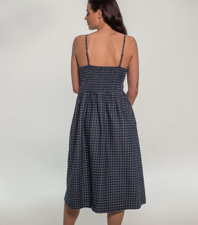 Sunshine Soul Women's Blue Cotton Rich Gingham Strappy Midi Dress Sunshine Soul New Look - 3