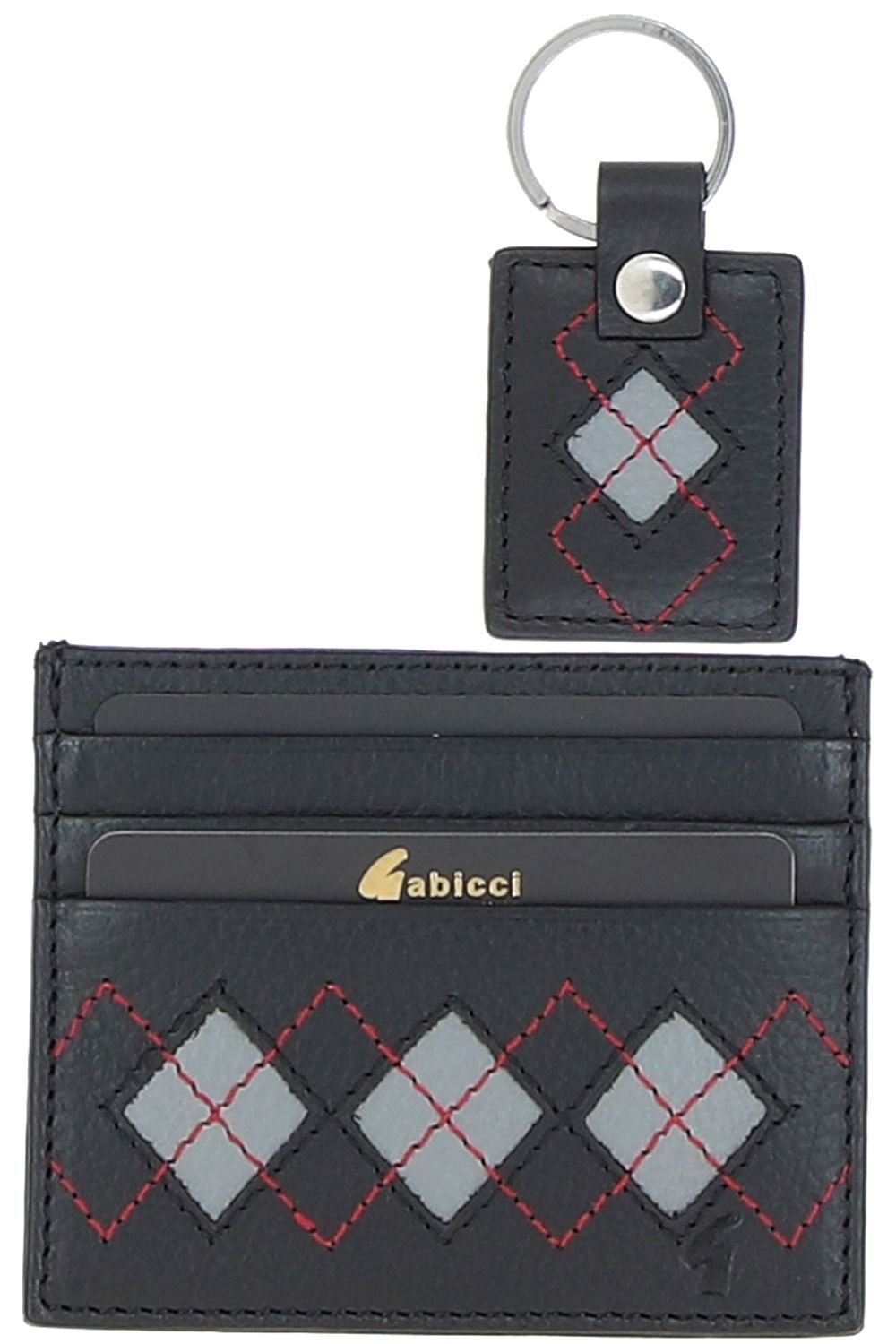 Gabicci GABICCI Men's '304' Real Leather Card Holder & Key Ring Gift Set in Black - 2