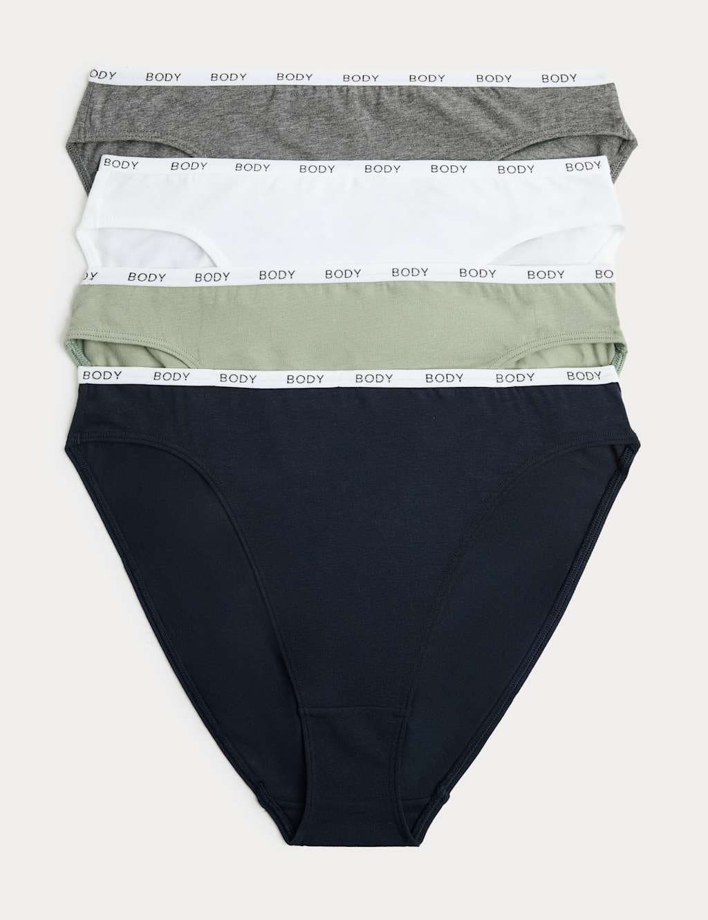 Marks & Spencer M&S 4pk Cotton Rich High Leg Knickers Grey Mix